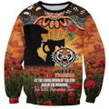 Personalised Tigers Rugby ANZAC Day Sweatshirt Last Post Poppy We Will Remember Them