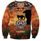 Personalised Tigers Rugby ANZAC Day Sweatshirt Last Post Poppy We Will Remember Them