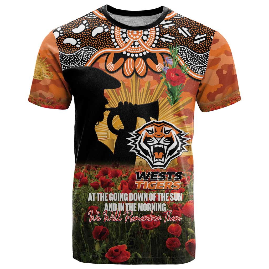 Personalised Tigers Rugby ANZAC Day T Shirt Last Post Poppy We Will Remember Them