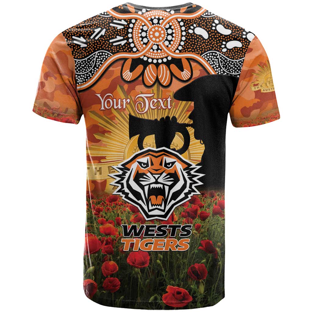 Personalised Tigers Rugby ANZAC Day T Shirt Last Post Poppy We Will Remember Them