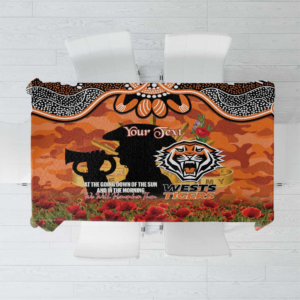 Personalised Tigers Rugby ANZAC Day Tablecloth Last Post Poppy We Will Remember Them