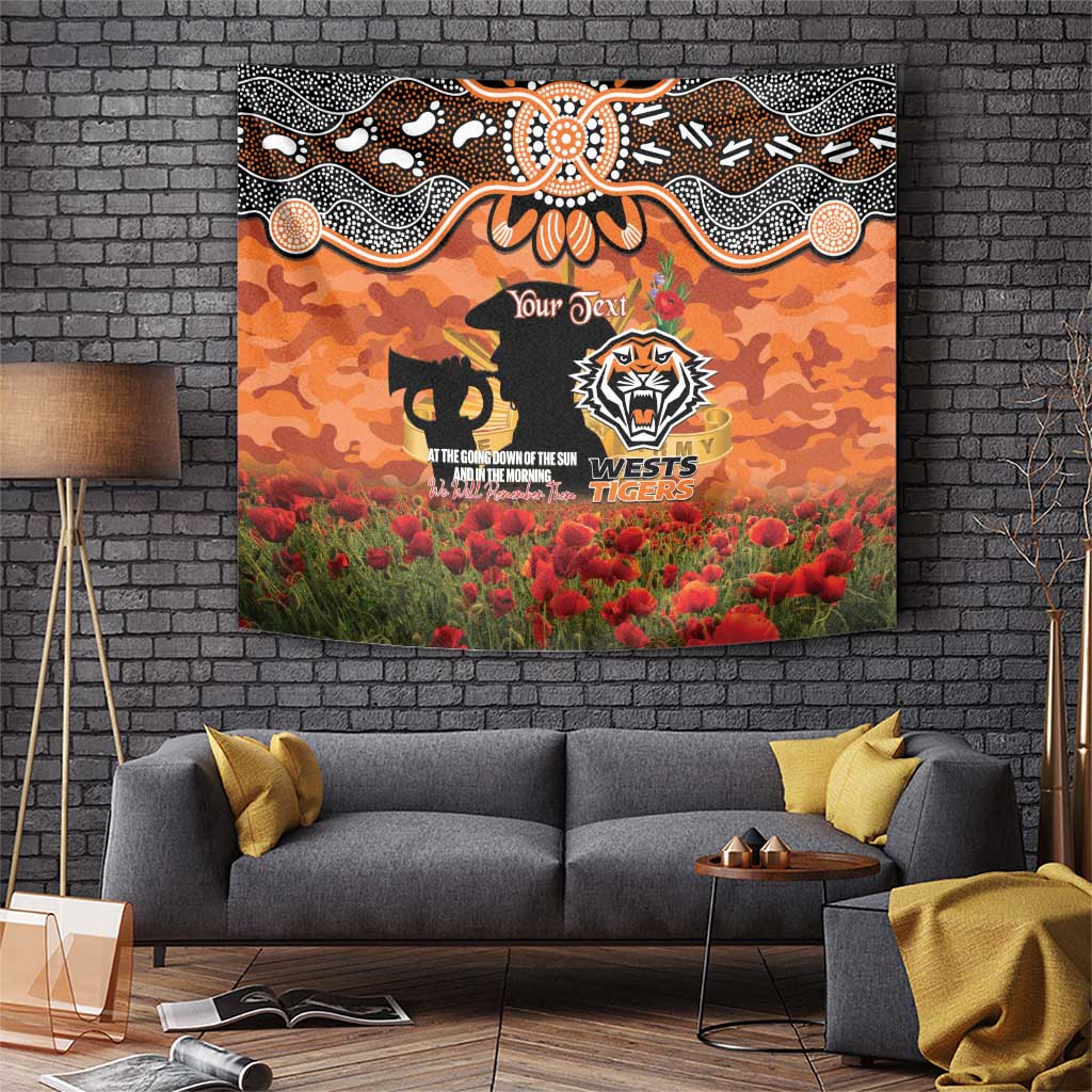 Personalised Tigers Rugby ANZAC Day Tapestry Last Post Poppy We Will Remember Them