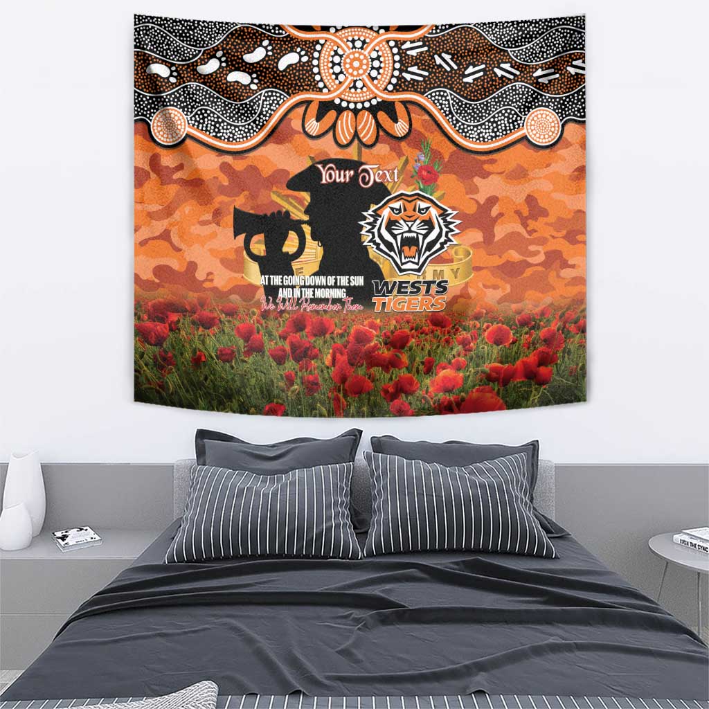 Personalised Tigers Rugby ANZAC Day Tapestry Last Post Poppy We Will Remember Them