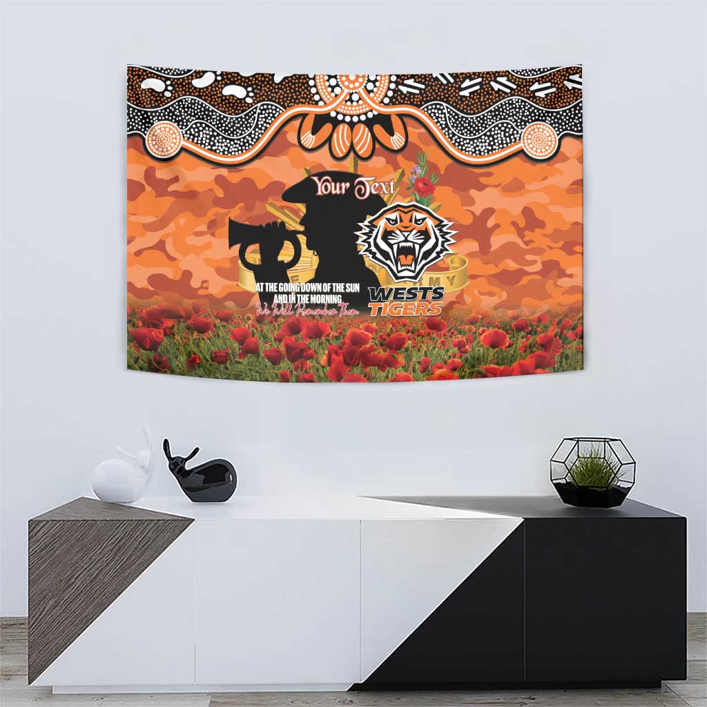 Personalised Tigers Rugby ANZAC Day Tapestry Last Post Poppy We Will Remember Them