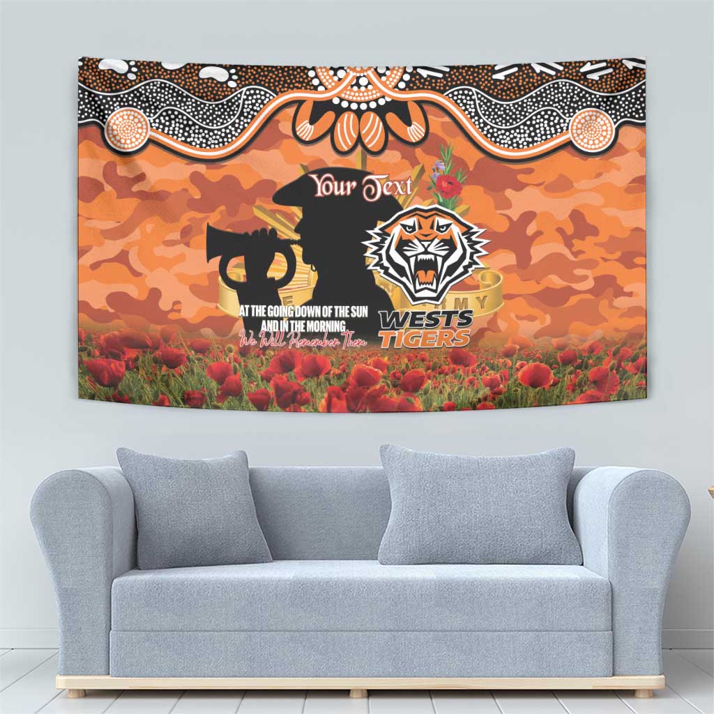 Personalised Tigers Rugby ANZAC Day Tapestry Last Post Poppy We Will Remember Them
