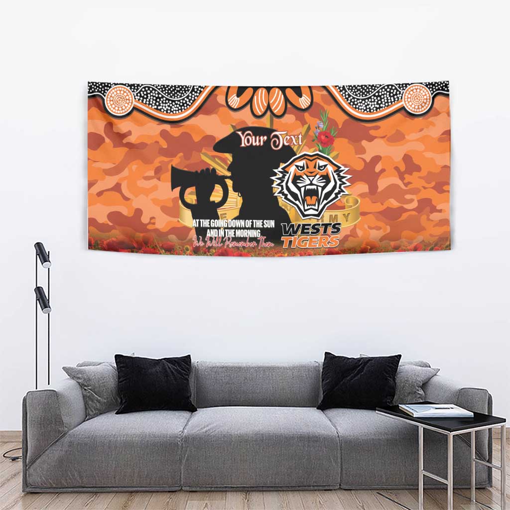 Personalised Tigers Rugby ANZAC Day Tapestry Last Post Poppy We Will Remember Them