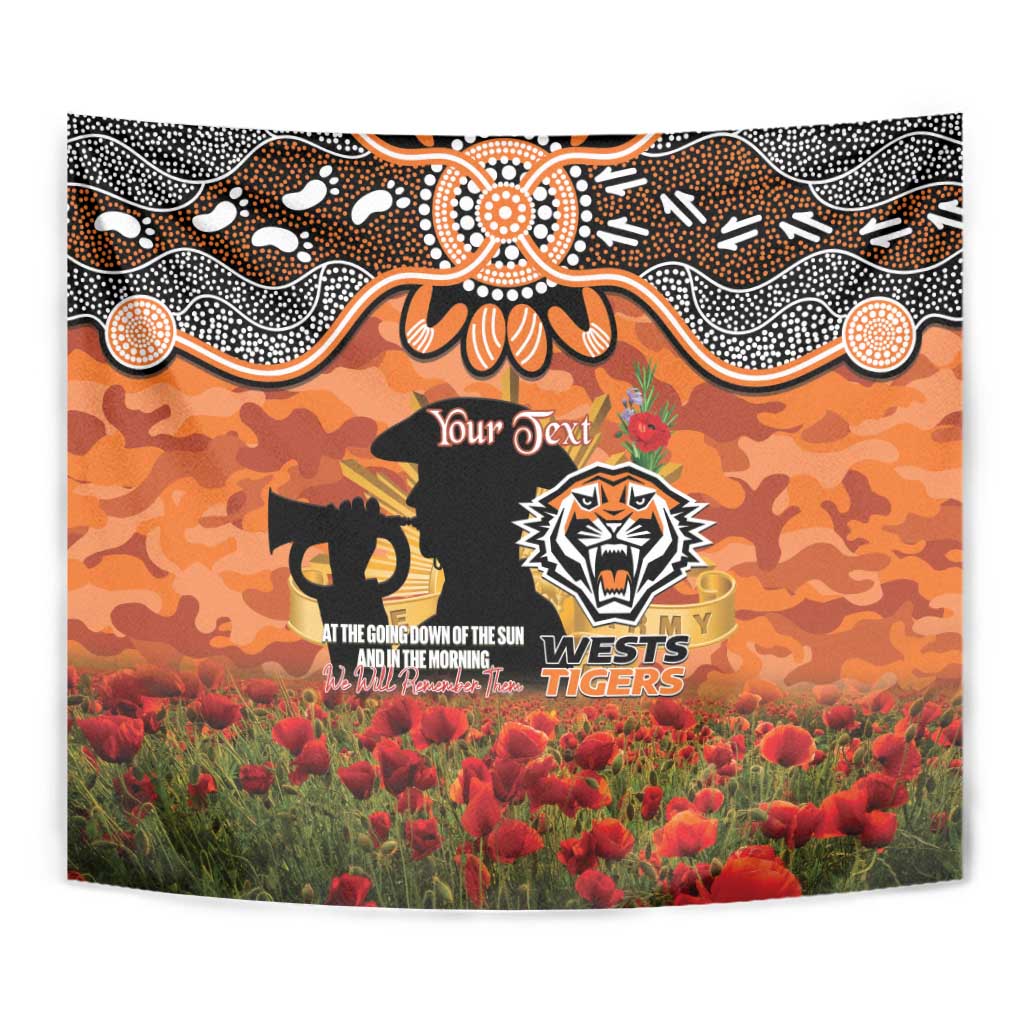 Personalised Tigers Rugby ANZAC Day Tapestry Last Post Poppy We Will Remember Them