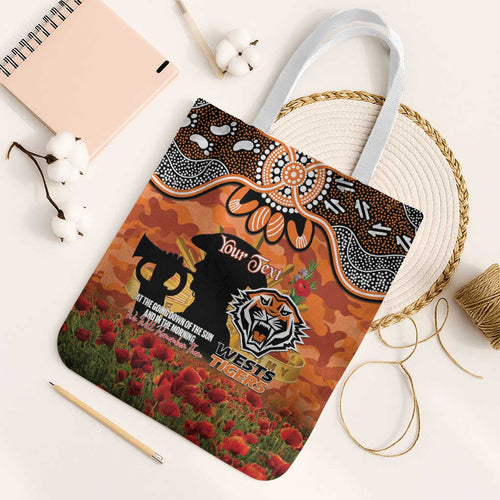 Personalised Tigers Rugby ANZAC Day Tote Bag Last Post Poppy We Will Remember Them