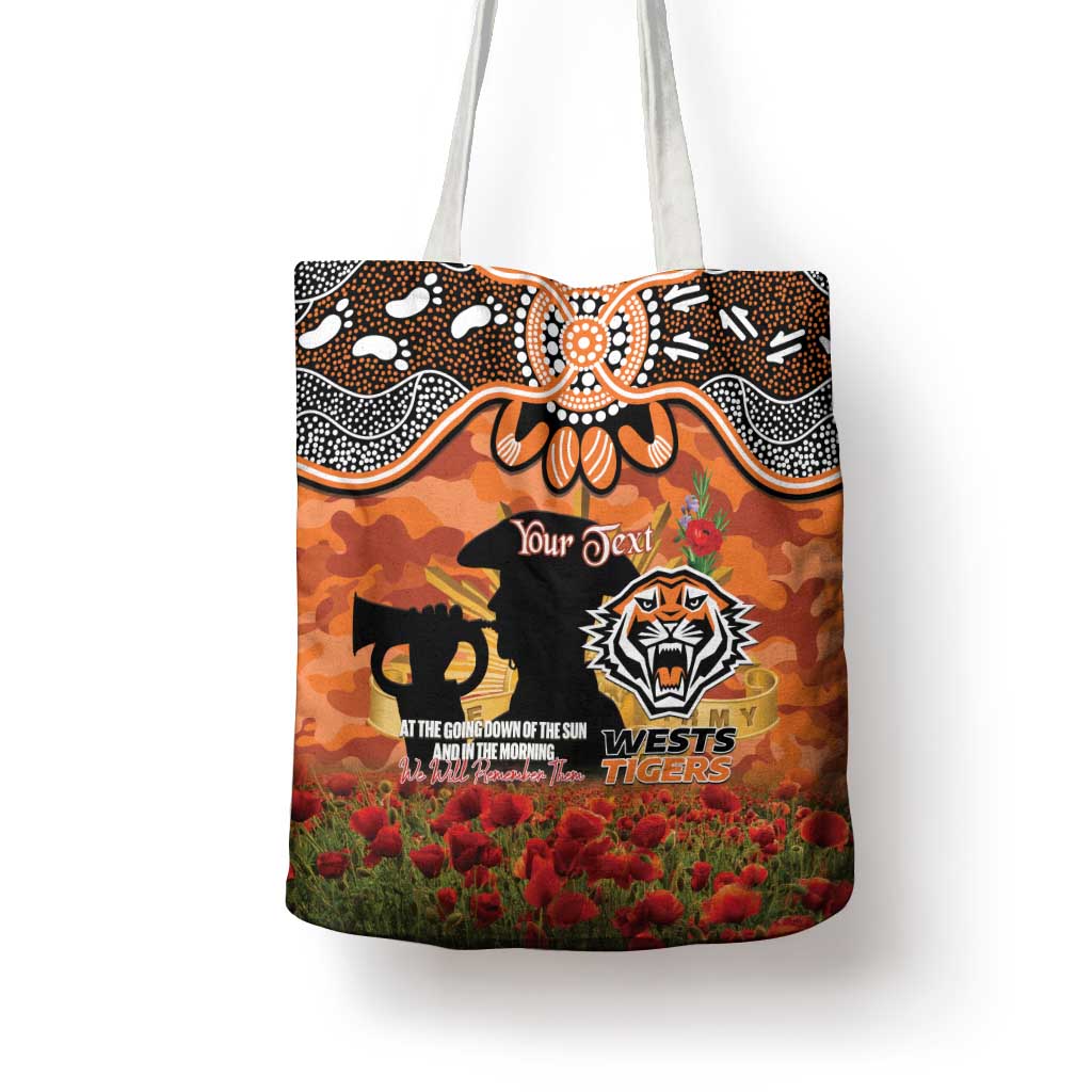 Personalised Tigers Rugby ANZAC Day Tote Bag Last Post Poppy We Will Remember Them