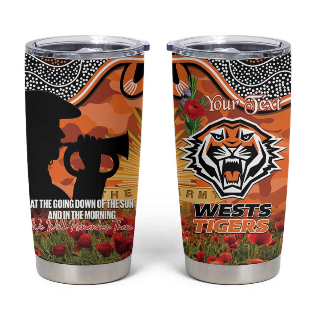 Personalised Tigers Rugby ANZAC Day Tumbler Cup Last Post Poppy We Will Remember Them