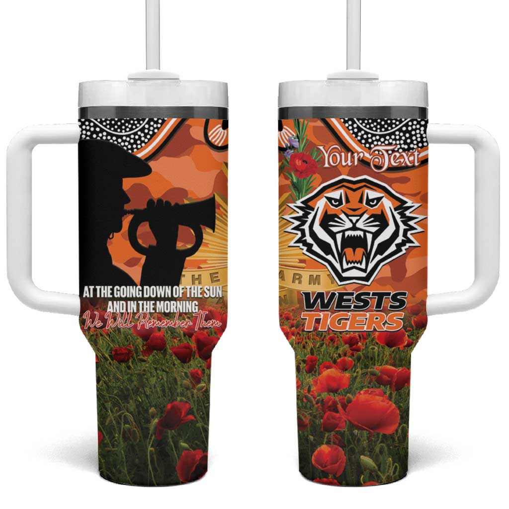 Personalised Tigers Rugby ANZAC Day Tumbler With Handle Last Post Poppy We Will Remember Them