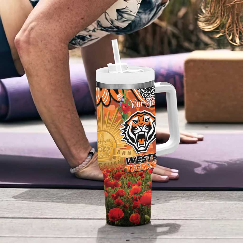 Personalised Tigers Rugby ANZAC Day Tumbler With Handle Last Post Poppy We Will Remember Them
