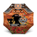 Personalised Tigers Rugby ANZAC Day Umbrella Last Post Poppy We Will Remember Them