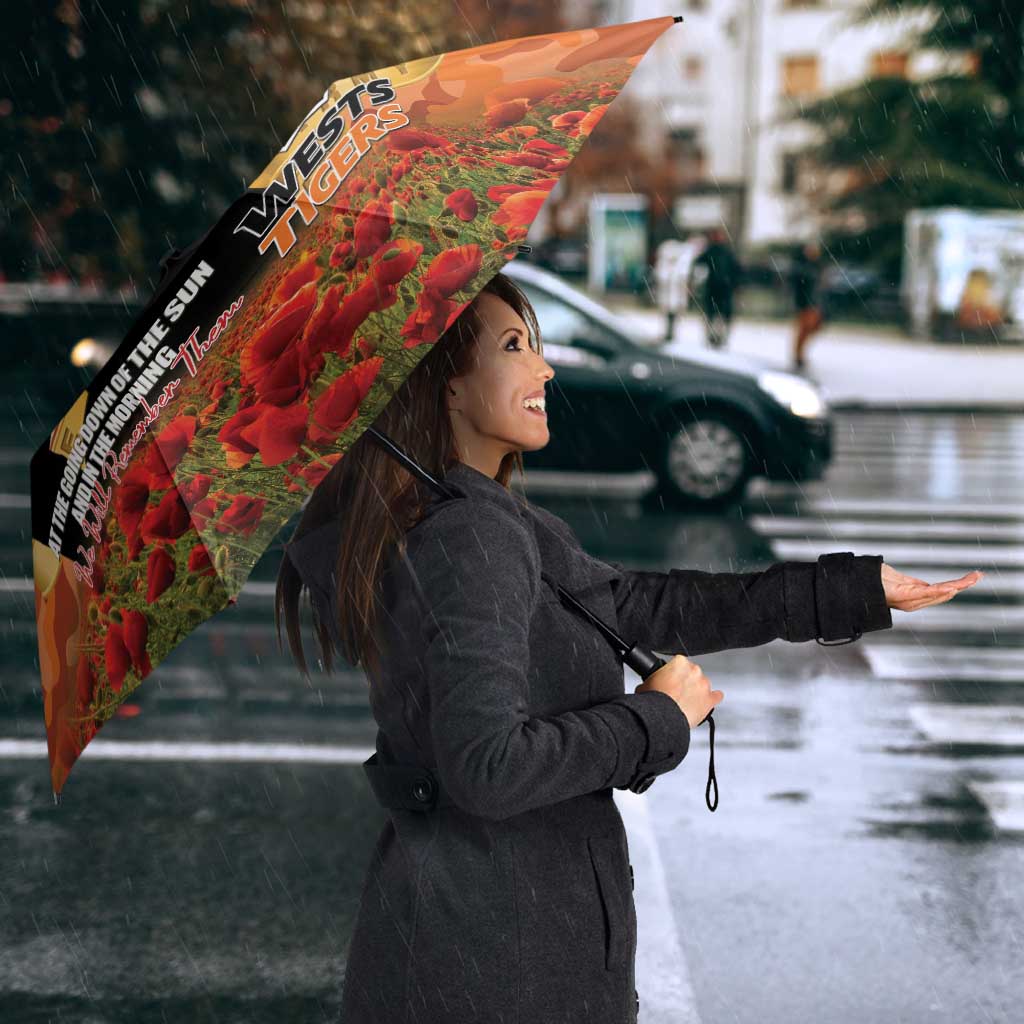 Personalised Tigers Rugby ANZAC Day Umbrella Last Post Poppy We Will Remember Them