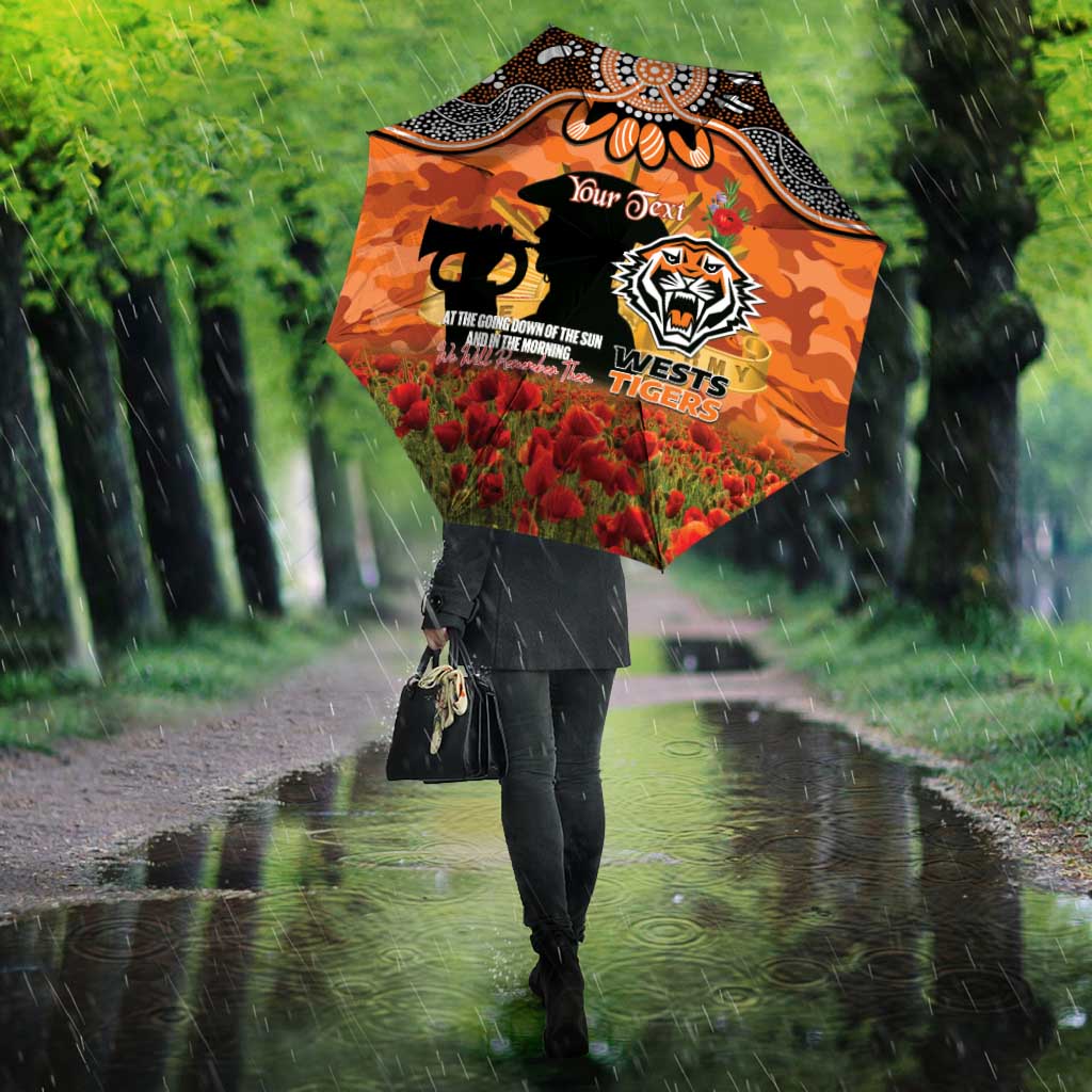 Personalised Tigers Rugby ANZAC Day Umbrella Last Post Poppy We Will Remember Them