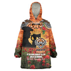 Personalised Tigers Rugby ANZAC Day Wearable Blanket Hoodie Last Post Poppy We Will Remember Them