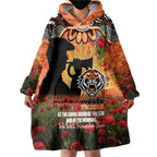 Personalised Tigers Rugby ANZAC Day Wearable Blanket Hoodie Last Post Poppy We Will Remember Them