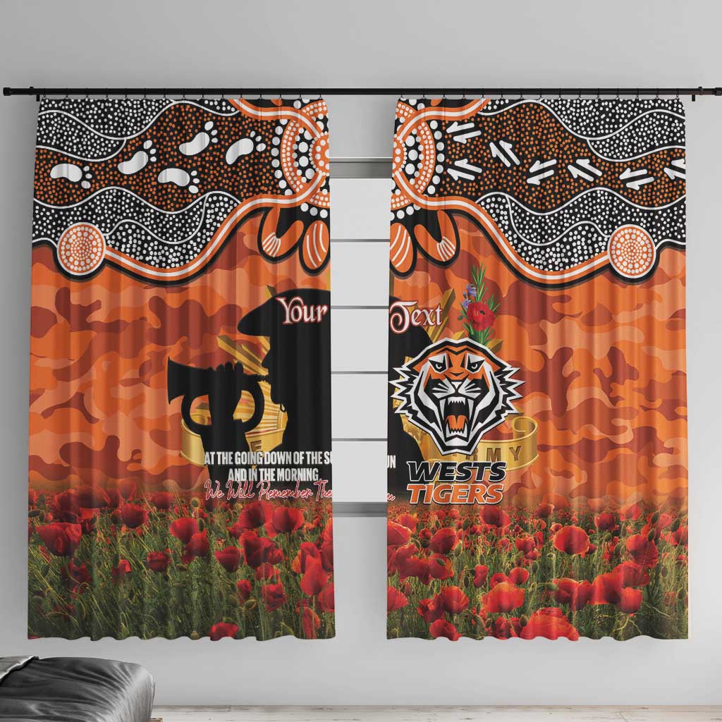 Personalised Tigers Rugby ANZAC Day Window Curtain Last Post Poppy We Will Remember Them