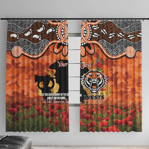 Personalised Tigers Rugby ANZAC Day Window Curtain Last Post Poppy We Will Remember Them