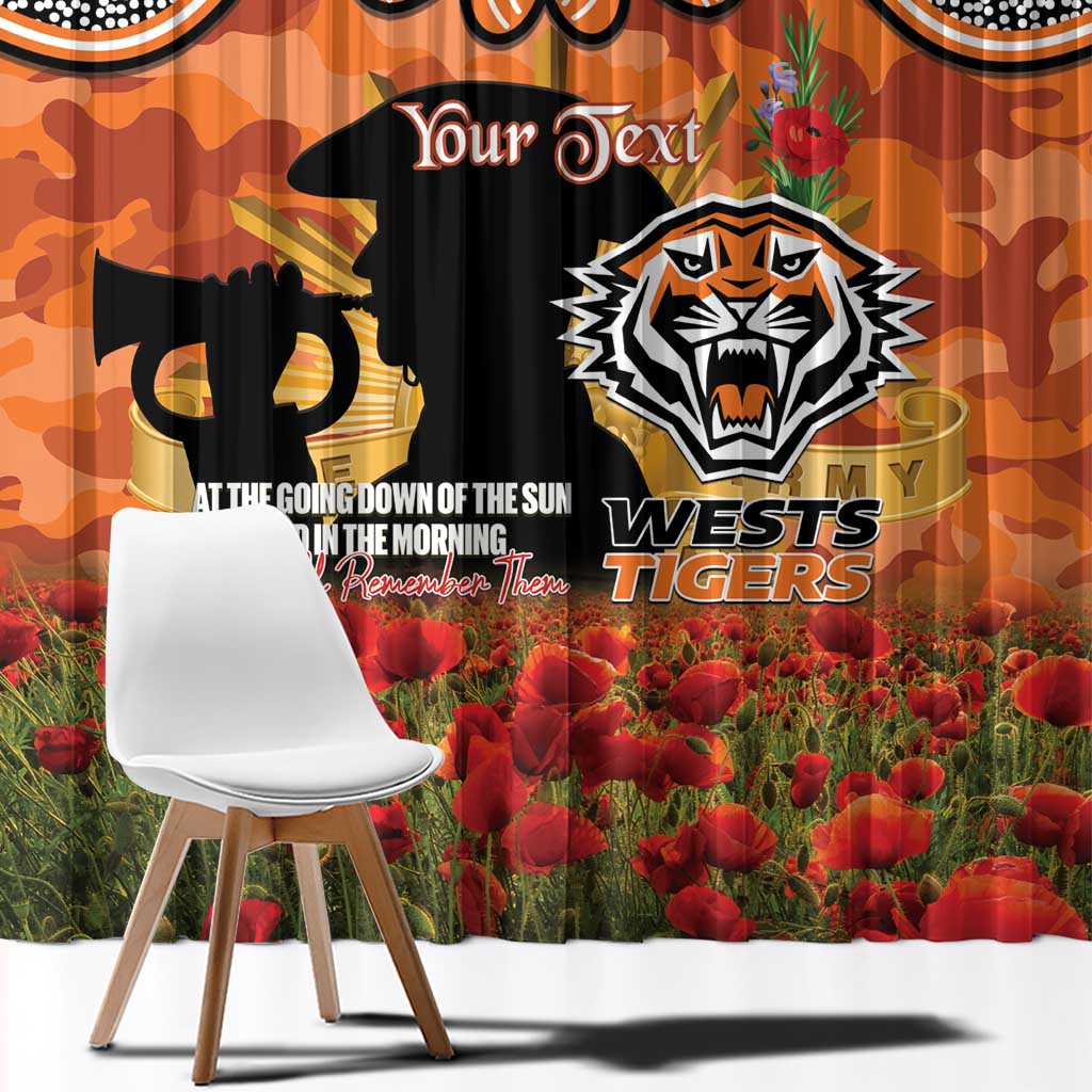 Personalised Tigers Rugby ANZAC Day Window Curtain Last Post Poppy We Will Remember Them