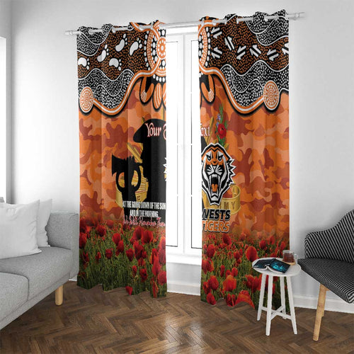 Personalised Tigers Rugby ANZAC Day Window Curtain Last Post Poppy We Will Remember Them