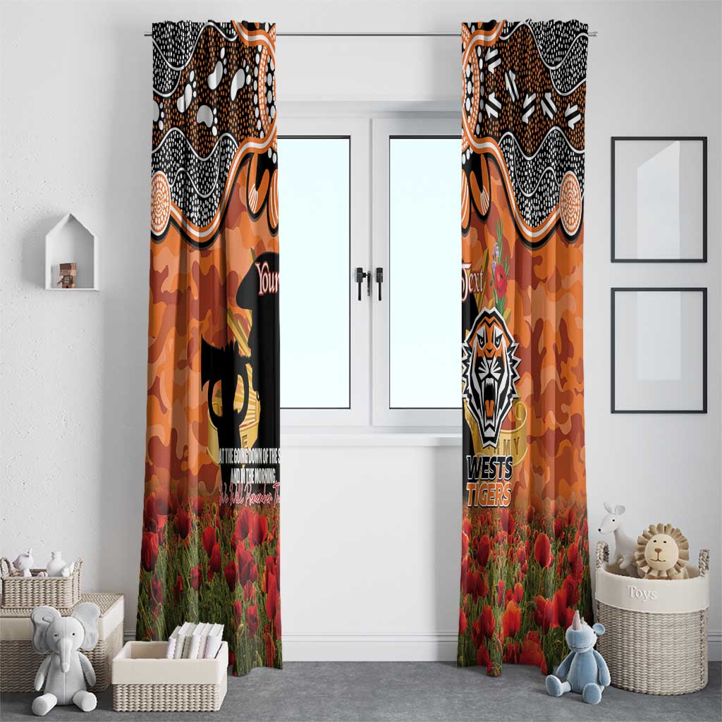 Personalised Tigers Rugby ANZAC Day Window Curtain Last Post Poppy We Will Remember Them