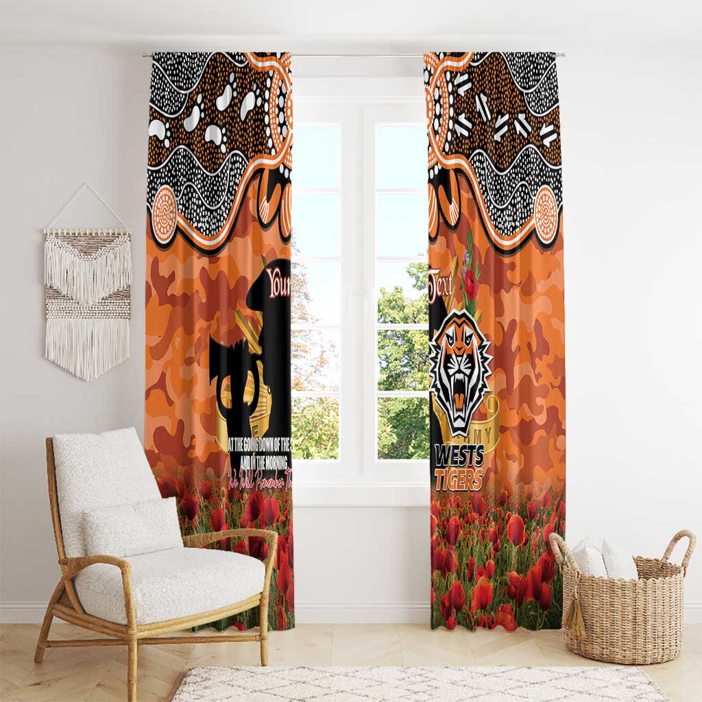 Personalised Tigers Rugby ANZAC Day Window Curtain Last Post Poppy We Will Remember Them