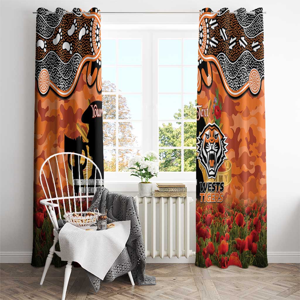 Personalised Tigers Rugby ANZAC Day Window Curtain Last Post Poppy We Will Remember Them