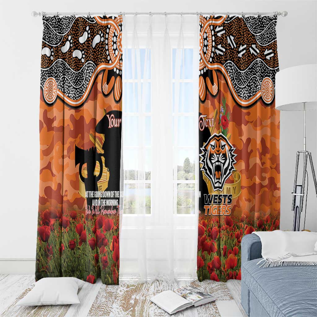 Personalised Tigers Rugby ANZAC Day Window Curtain Last Post Poppy We Will Remember Them