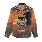 Personalised Tigers Rugby ANZAC Day Women Casual Shirt Last Post Poppy We Will Remember Them