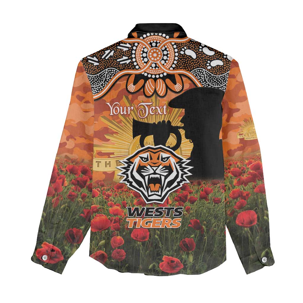 Personalised Tigers Rugby ANZAC Day Women Casual Shirt Last Post Poppy We Will Remember Them