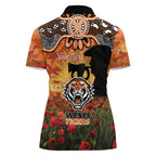 Personalised Tigers Rugby ANZAC Day Women Polo Shirt Last Post Poppy We Will Remember Them