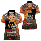 Personalised Tigers Rugby ANZAC Day Women Polo Shirt Last Post Poppy We Will Remember Them