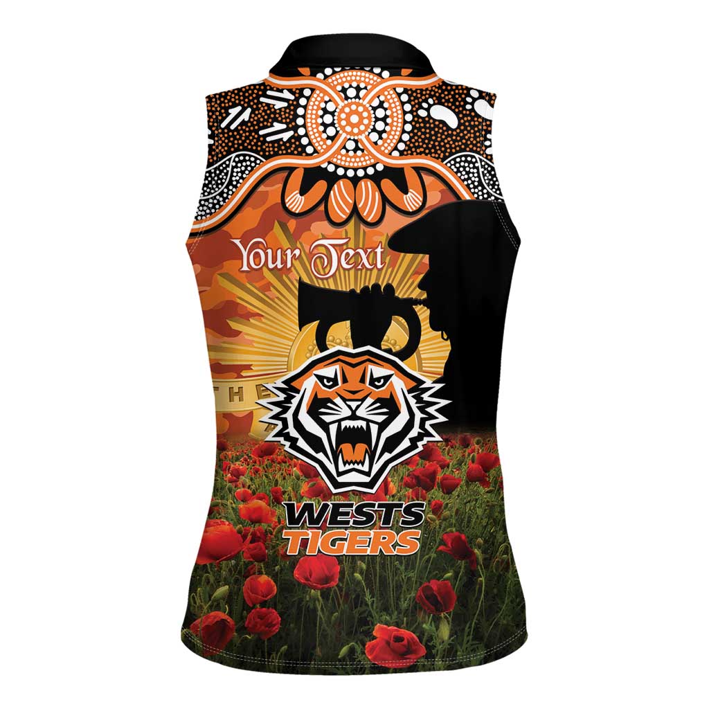 Personalised Tigers Rugby ANZAC Day Women Sleeveless Polo Shirt Last Post Poppy We Will Remember Them