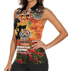 Personalised Tigers Rugby ANZAC Day Women Sleeveless Polo Shirt Last Post Poppy We Will Remember Them