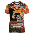 Personalised Tigers Rugby ANZAC Day Women V-Neck T-Shirt Last Post Poppy We Will Remember Them