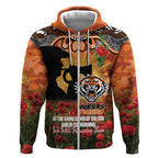 Personalised Tigers Rugby ANZAC Day Zip Hoodie Last Post Poppy We Will Remember Them