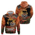 Personalised Tigers Rugby ANZAC Day Zip Hoodie Last Post Poppy We Will Remember Them