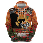 Personalised Tigers Rugby ANZAC Day Zip Hoodie Last Post Poppy We Will Remember Them
