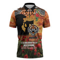 Personalised Tigers Rugby ANZAC Day Zipper Polo Shirt Last Post Poppy We Will Remember Them