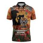 Personalised Tigers Rugby ANZAC Day Zipper Polo Shirt Last Post Poppy We Will Remember Them