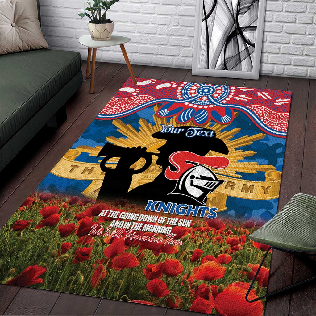 Personalised Knights Rugby ANZAC Day Area Rug Last Post Poppy We Will Remember Them