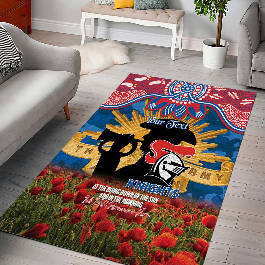 Personalised Knights Rugby ANZAC Day Area Rug Last Post Poppy We Will Remember Them