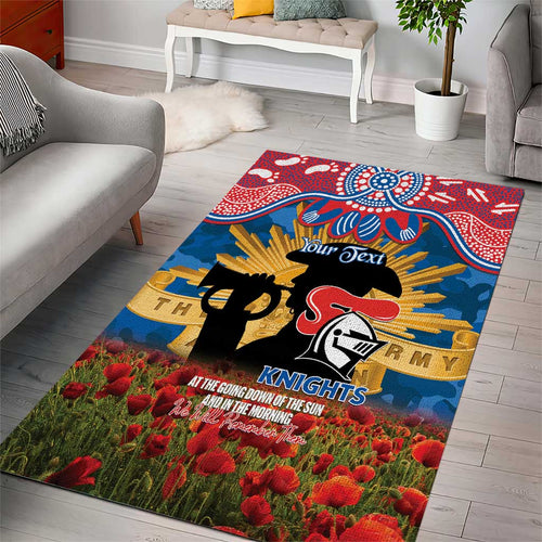 Personalised Knights Rugby ANZAC Day Area Rug Last Post Poppy We Will Remember Them