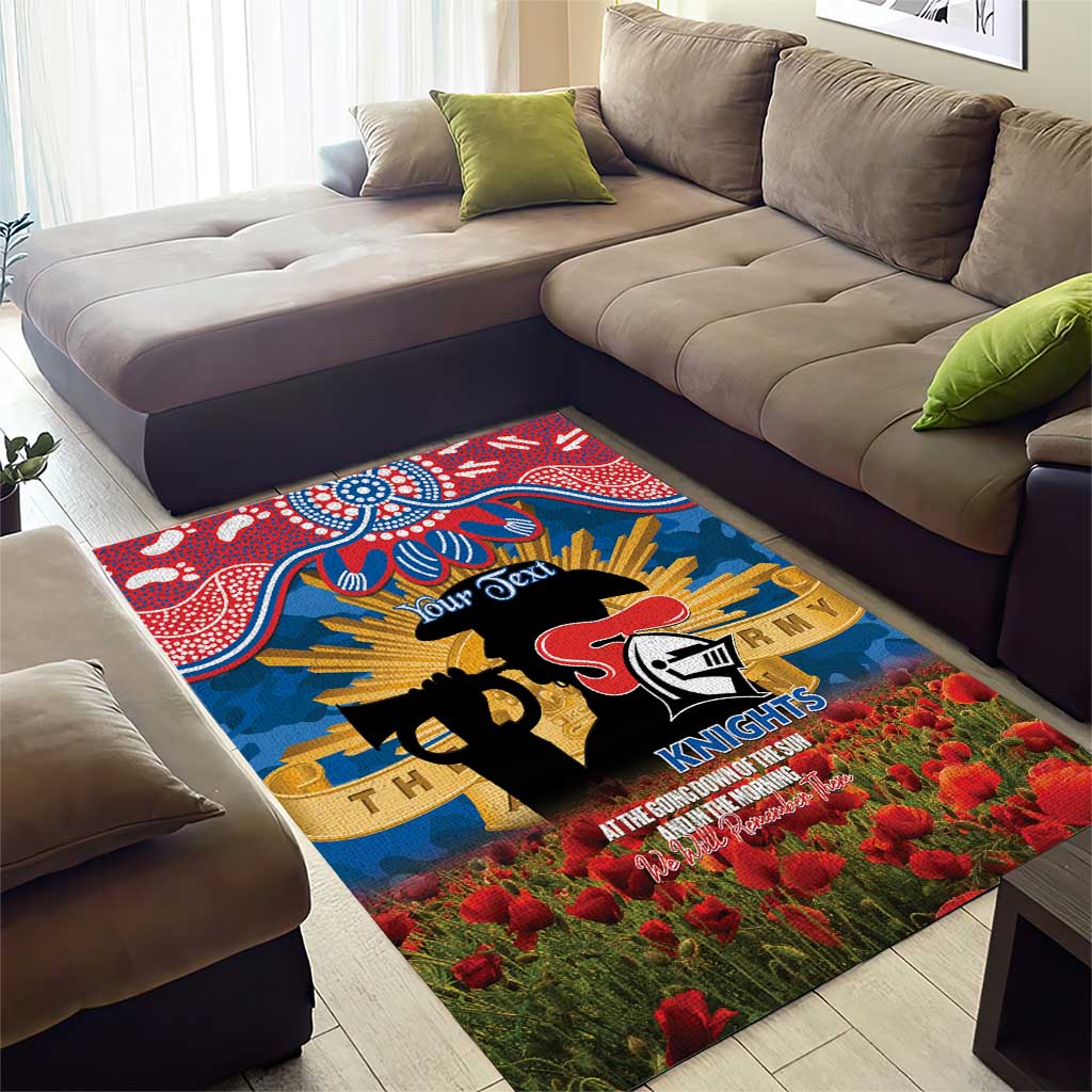 Personalised Knights Rugby ANZAC Day Area Rug Last Post Poppy We Will Remember Them