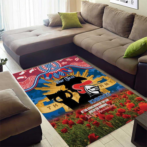 Personalised Knights Rugby ANZAC Day Area Rug Last Post Poppy We Will Remember Them
