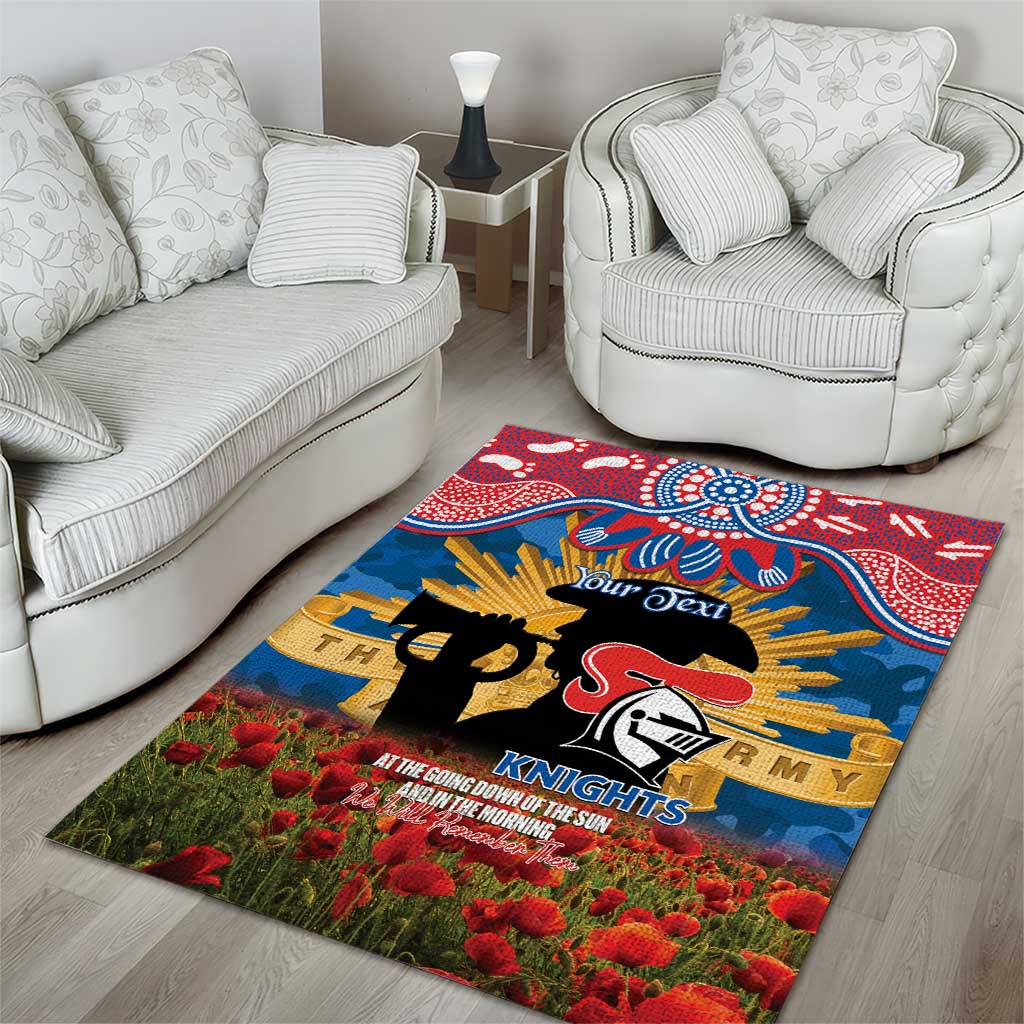 Personalised Knights Rugby ANZAC Day Area Rug Last Post Poppy We Will Remember Them
