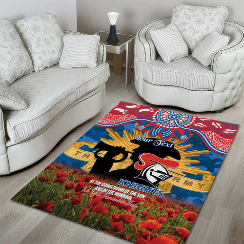 Personalised Knights Rugby ANZAC Day Area Rug Last Post Poppy We Will Remember Them