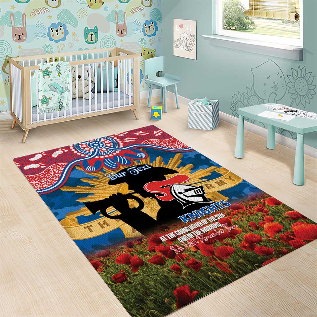 Personalised Knights Rugby ANZAC Day Area Rug Last Post Poppy We Will Remember Them