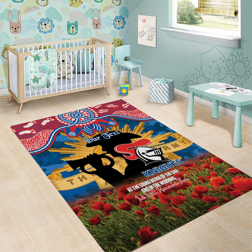 Personalised Knights Rugby ANZAC Day Area Rug Last Post Poppy We Will Remember Them